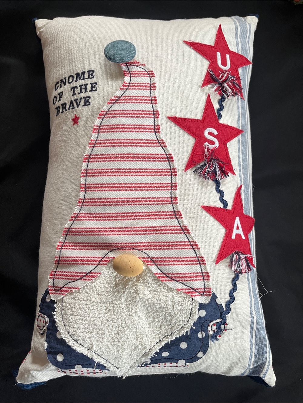 Gnome Of The Brave Pillow Trisha Maggard Design Glory Haus Patriotic USA July 4